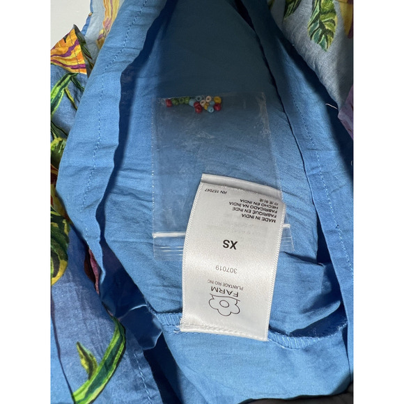 FARM RIO Toucans Garden Midi Dress In Blue Size XS Puff Sleeve Multicolor NEW - Picture 13 of 14